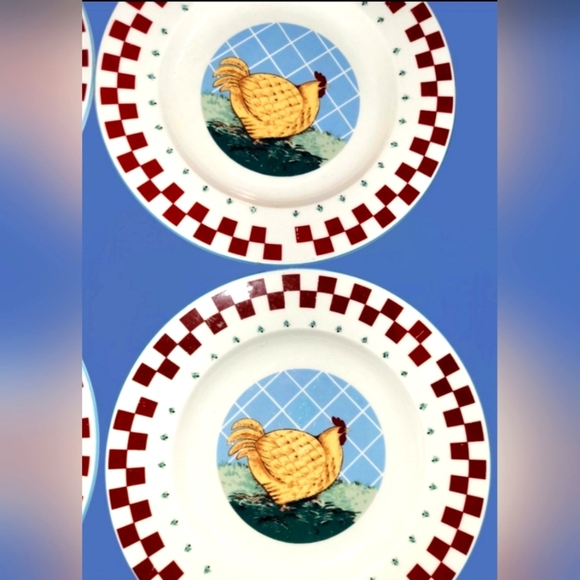 Vintage Tienshan Folk Art Stoneware Salad Plates ~ Corning CENTURA Platter - Picture 5 of 11